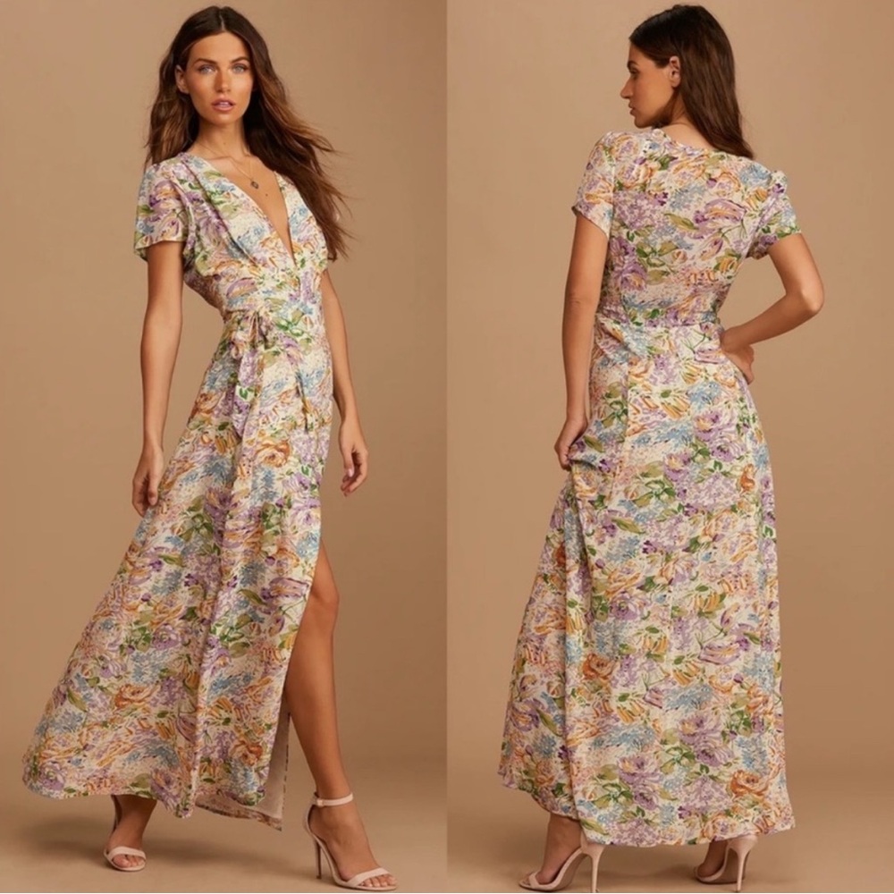 Lulus Floral Wrap Maxi Dress